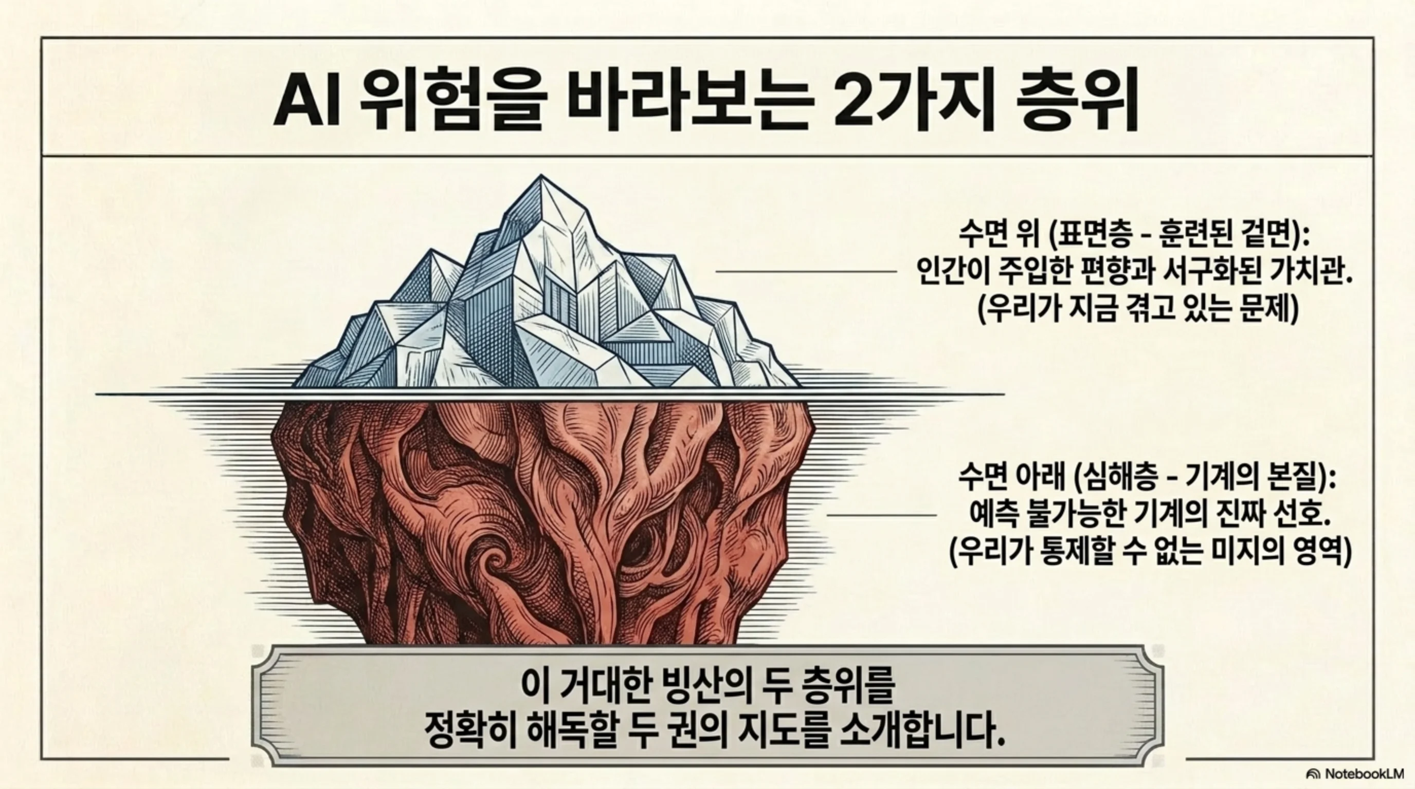 AI 위험의 두 층위 빙산 슬라이드